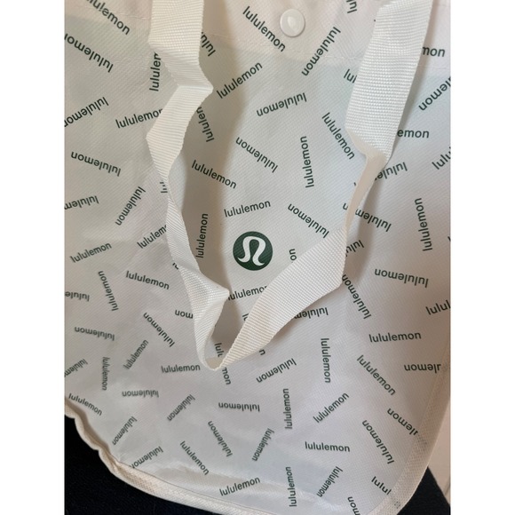 Lululemon Set of 2 Small Reusable Shopping Tote Bags White Grey Red Green Logo - Picture 2 of 3
